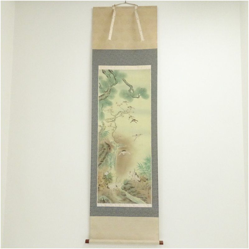 白樹筆 松竹梅 肉筆絹本掛軸 掛け軸 床の間 書 おしゃれ 絵画 表具