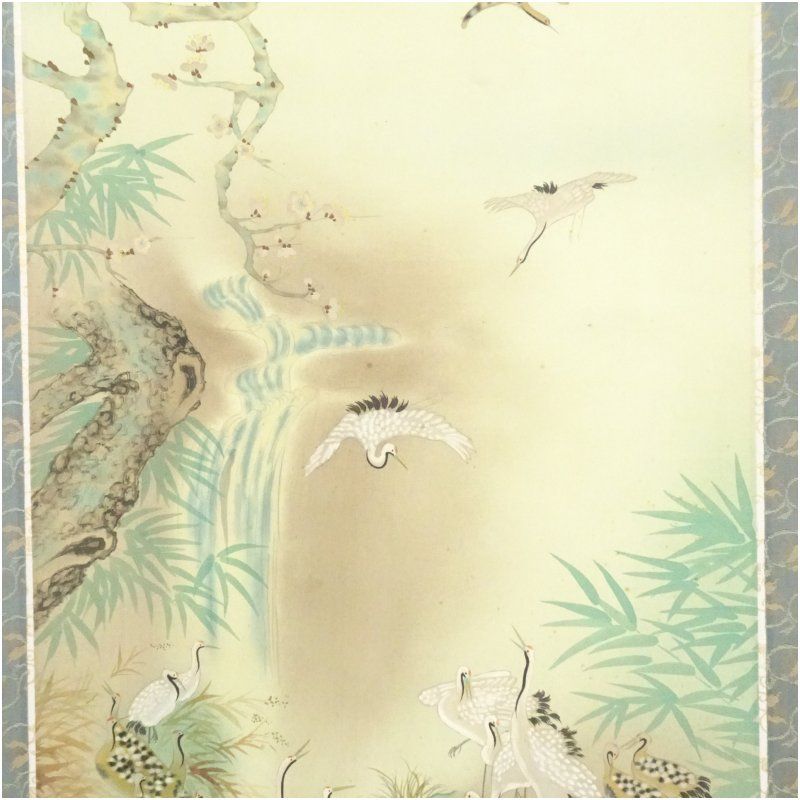 白樹筆 松竹梅 肉筆絹本掛軸 掛け軸 床の間 書 おしゃれ 絵画 表具