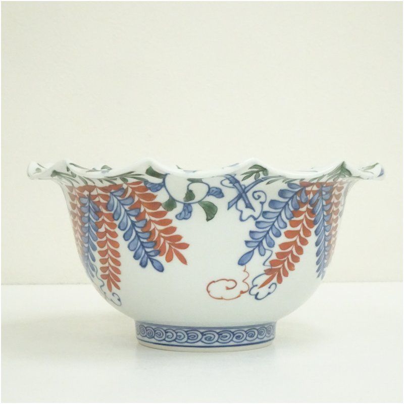 有田焼 源右衛門窯造 染錦藤絵菓子鉢（共箱） 食器 茶器 菓子器