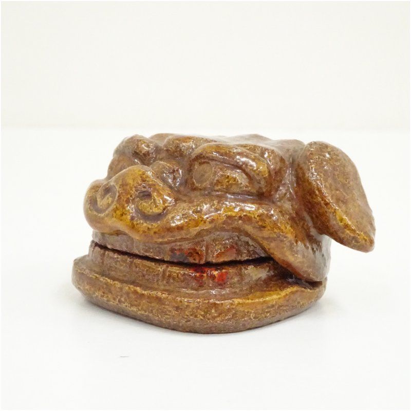 伊東桂楽造 飴楽獅子頭香合（共箱） 茶道具 茶道 香道 香道具 おしゃれ