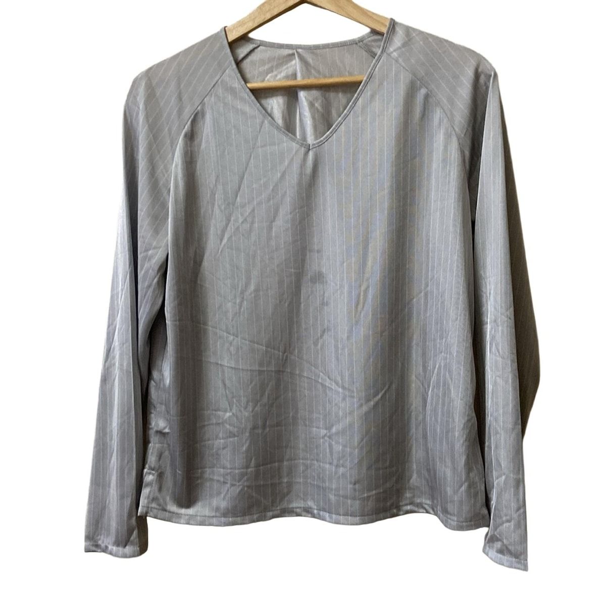 LANVIN SPORT ランバンスポーツ チュニック サイズ38 M レディース ライトグレー 白 長袖 ストライプ