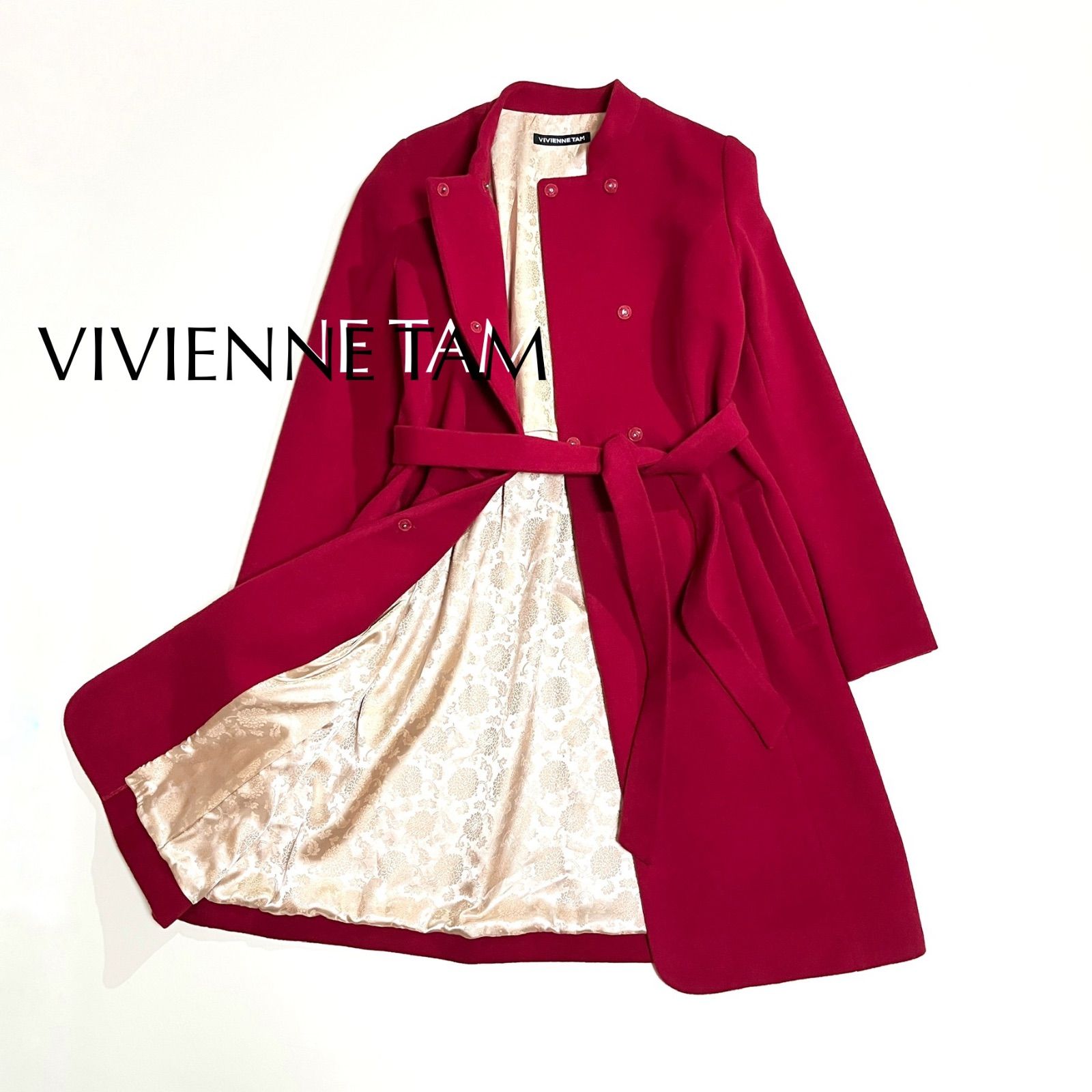 ck93 VIVIENNE TAM 裏地 総柄 花柄 中国 チャイナ マオカラー ウール