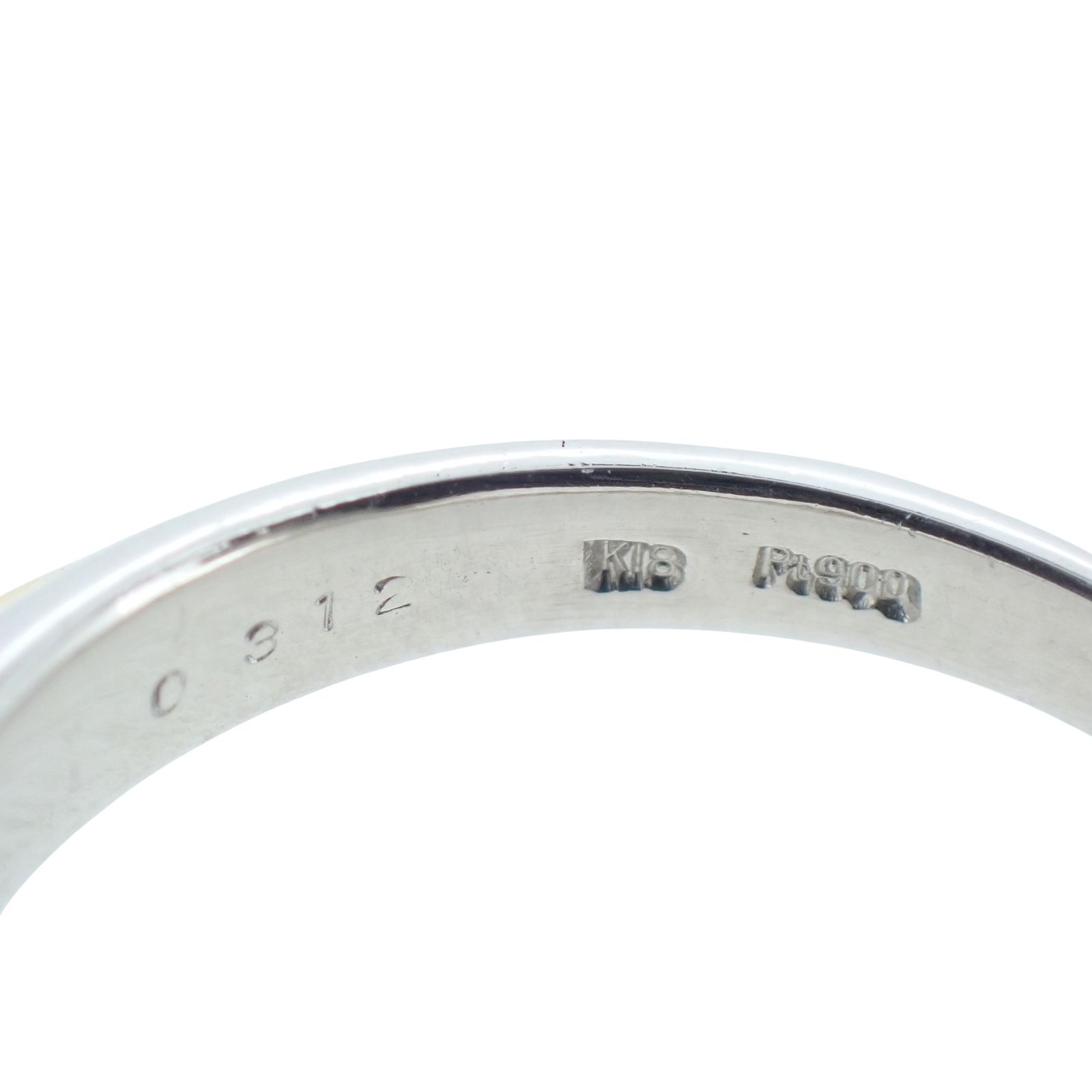 Pt 900 K 18 YG 1粒ダイヤ 0.312 ct 5.8 g 15号 レディース リング 指輪