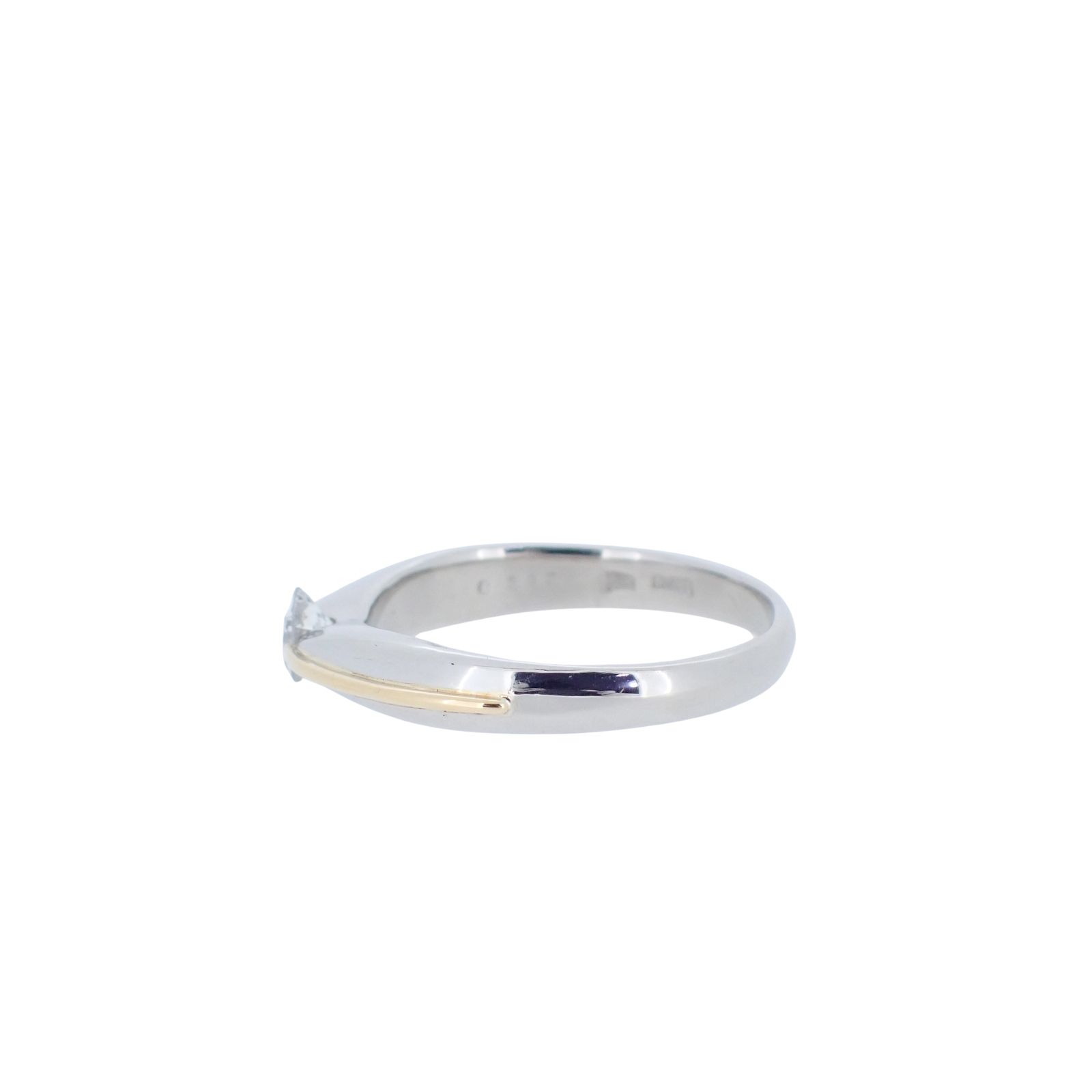 Pt 900 K 18 YG 1粒ダイヤ 0.312 ct 5.8 g 15号 レディース リング 指輪