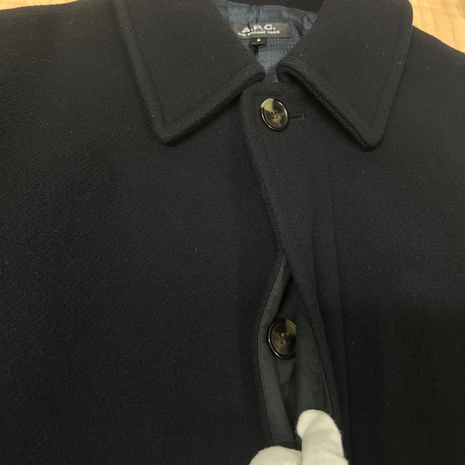 A.P.C. ウール ステンカラーコート size S （ゆったりめ）濃紺