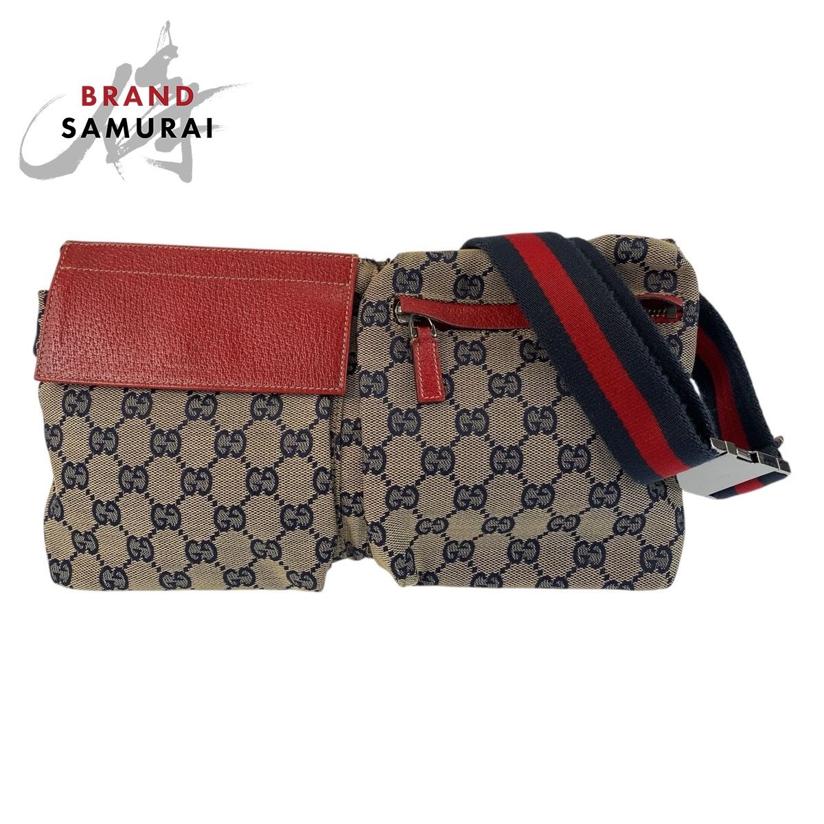 GUCCI グッチ ベージュ レッド ネイビー GGキャンバス/レザー 28566