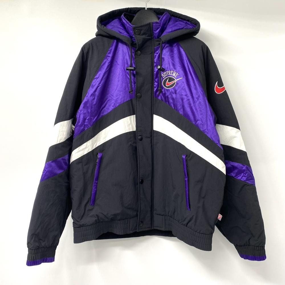 中古】Supreme×NIKE 19SS Hooded Sport Jacket ブラック パープル