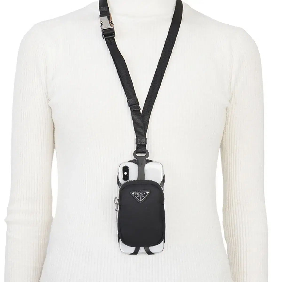 PRADA プラダ リナイロン 携帯ホルダー ケース ストラップ 財布 ポーチ 白