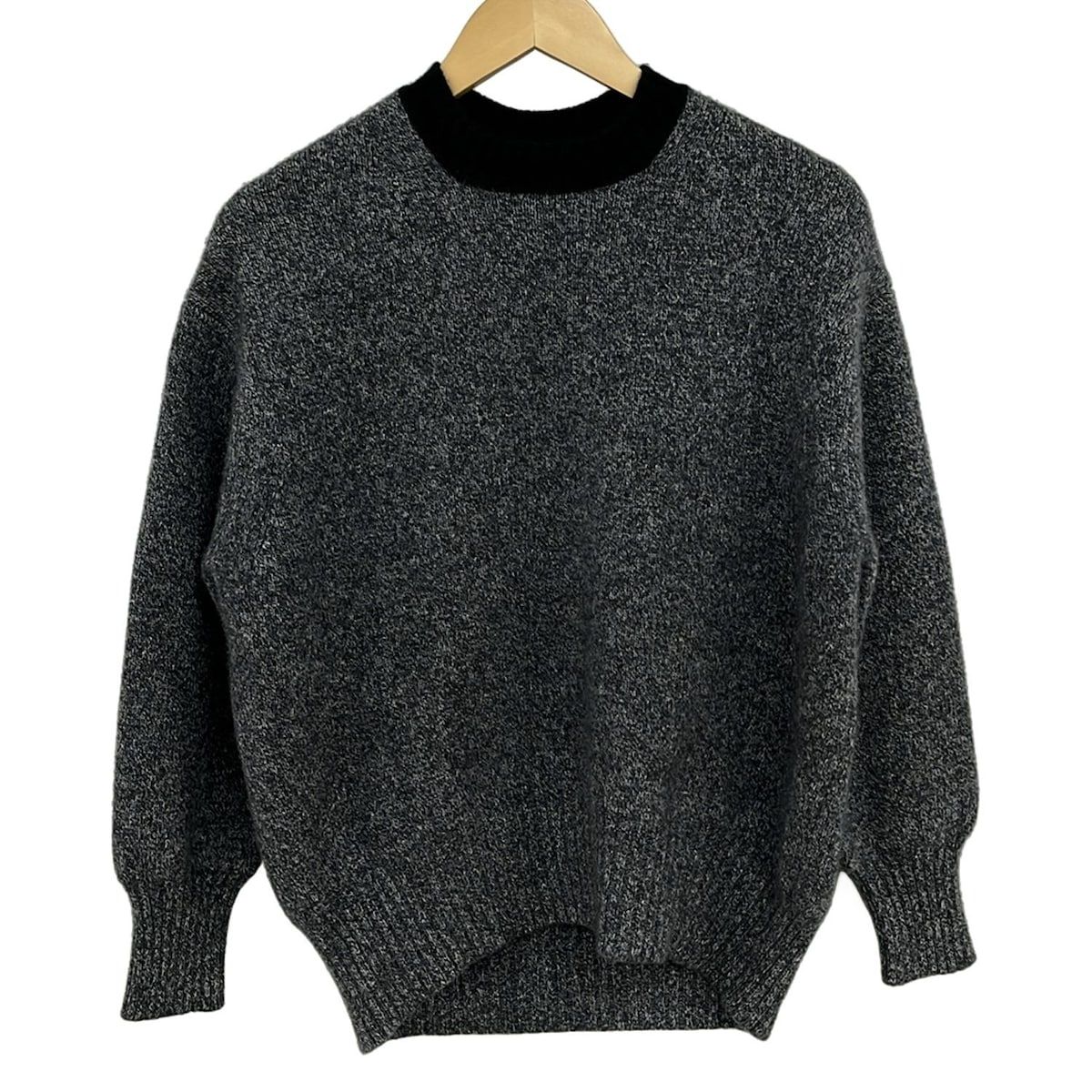 Drawer ドゥロワー 長袖セーター レディース ダークグレー 黒 カシミヤ