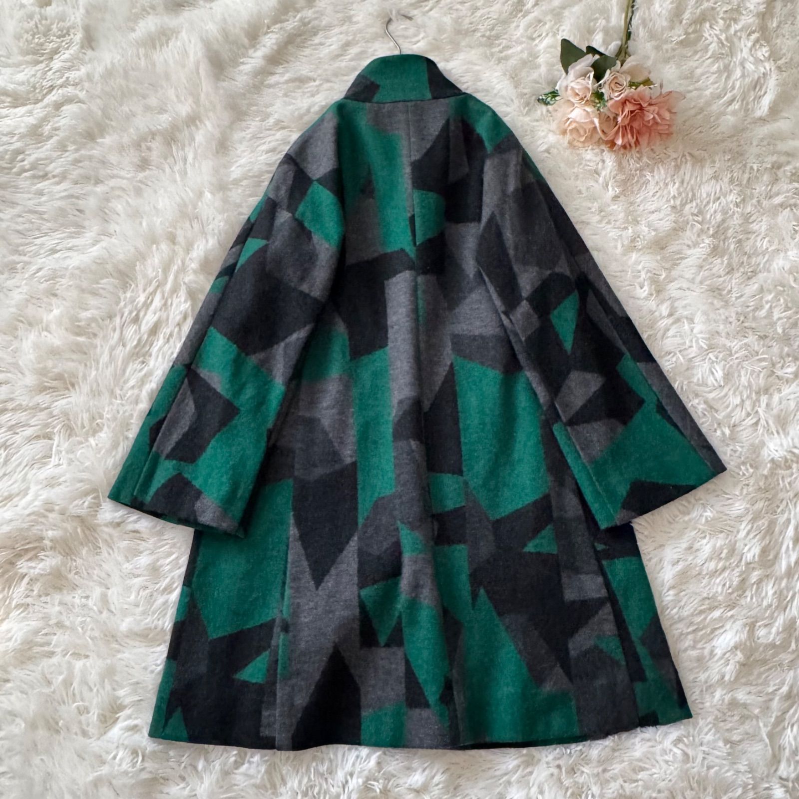 ソニアリキエル ハーフコート ジャケット スタンドカラー 幾何学模様