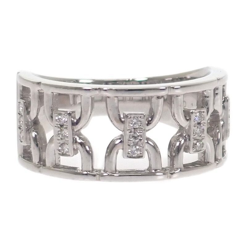 多少変色あり デザインジュエリー 14号 リング K 18ホワイトゴールド ダイヤモンド レディース メンズ ユニセックス