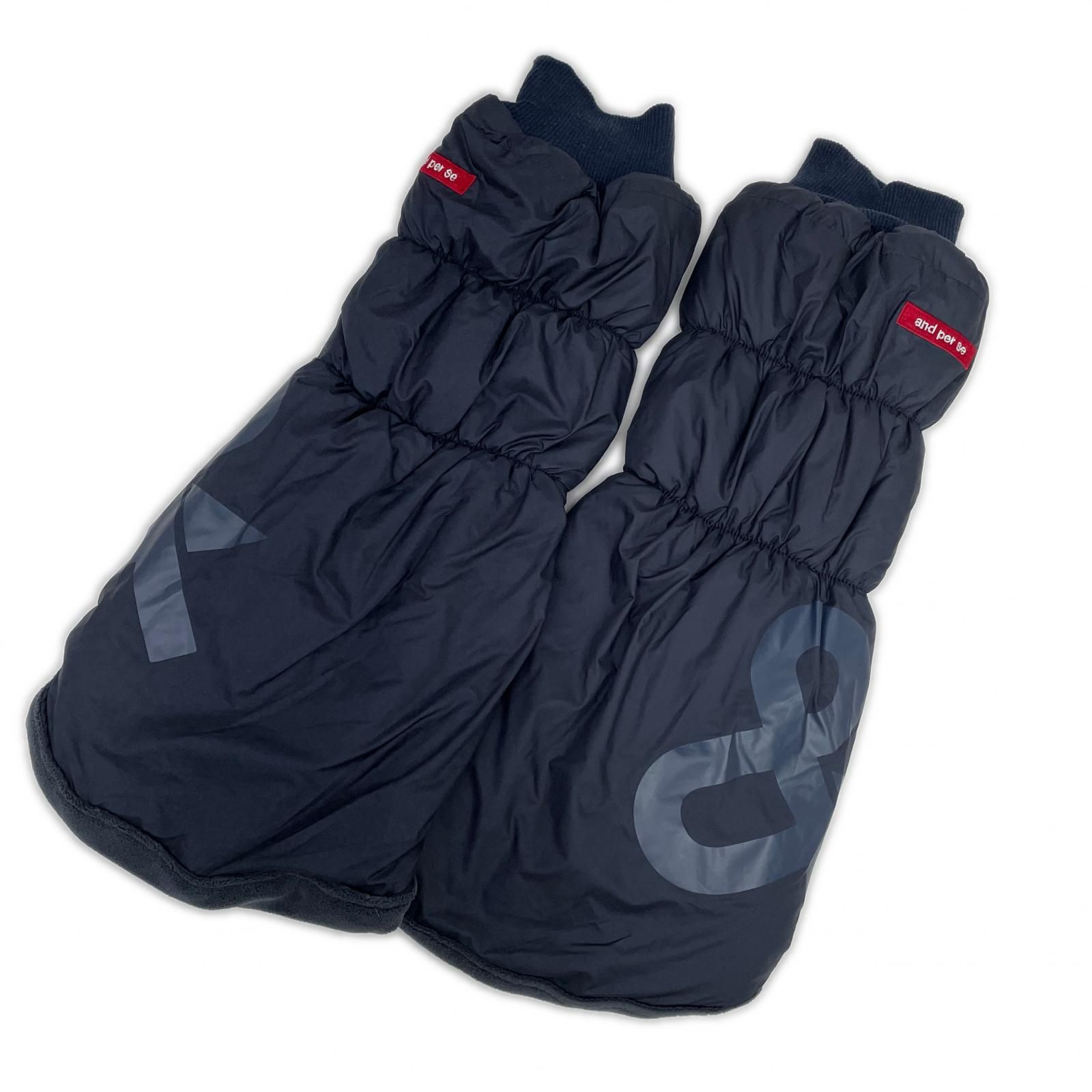  レディース アンパスィ and per se レッグウォーマー フリー ネイビー 紺 内側フリース 中綿入り