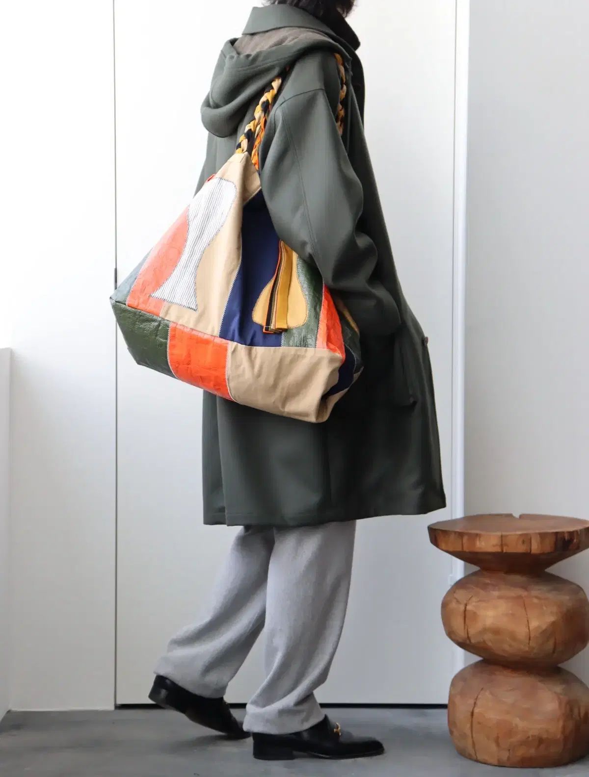 KHOKI Color-block vinyl bag Orange KHOKI カラーブロック ビニール