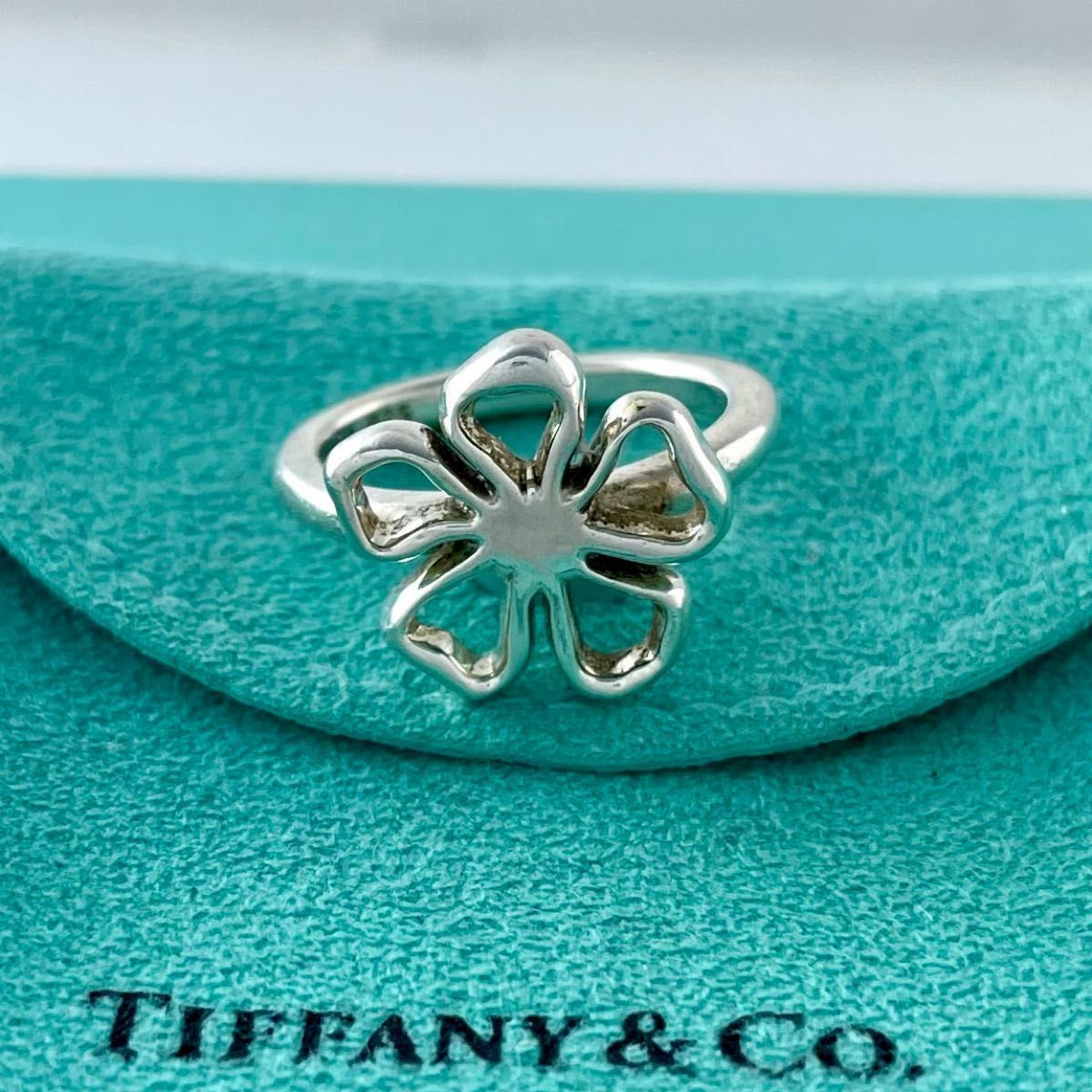 Tiffany&Co リング ティファニー 15号 オープンフラワー リング シルバー 925 WH6fe