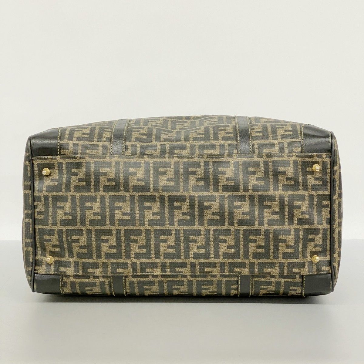 5oe5132】フェンディ ボストンバッグ ズッカ PVC ブラウン ブラック