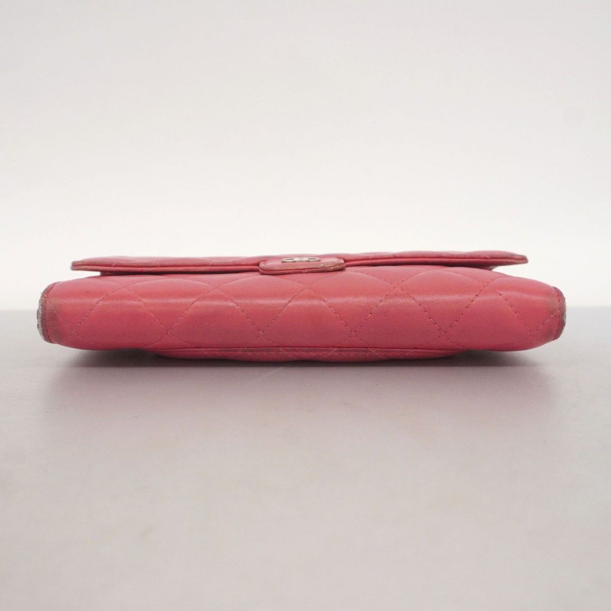 5 oe 5214 シャネル 長財布 マトラッセ ラムスキン ピンク シルバー金具 レディース