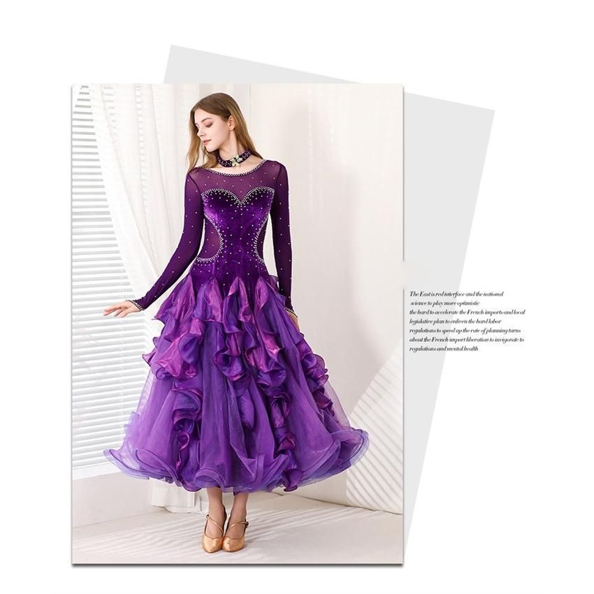 社交ダンスドレス モダンドレス パープル 社交ダンス衣装 社交ダンス