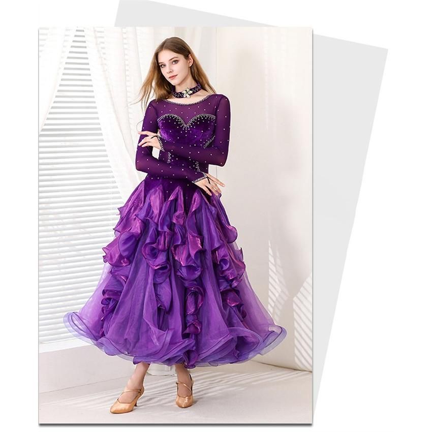 社交ダンスドレス モダンドレス パープル 社交ダンス衣装 社交ダンス