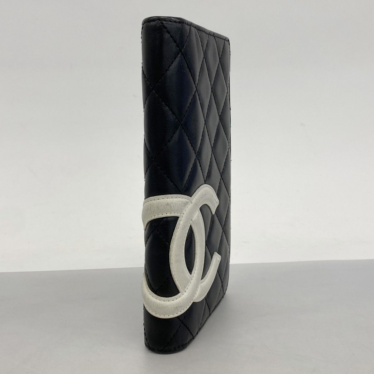 5 oe 5313 シャネル 長札入れ カンボン ラムスキン ブラック シルバー金具 レディース