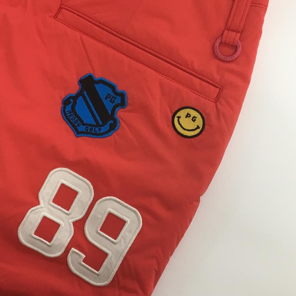 美品】パーリーゲイツ 中綿スカート レッド系 ニコちゃん スマイル