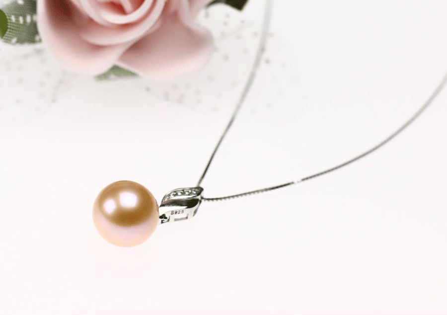 つやたま 最 特品 大粒11-12ｍｍ 一粒 本真珠ネックレス イエローピンクカラー シルバー925 一粒パールネックレス