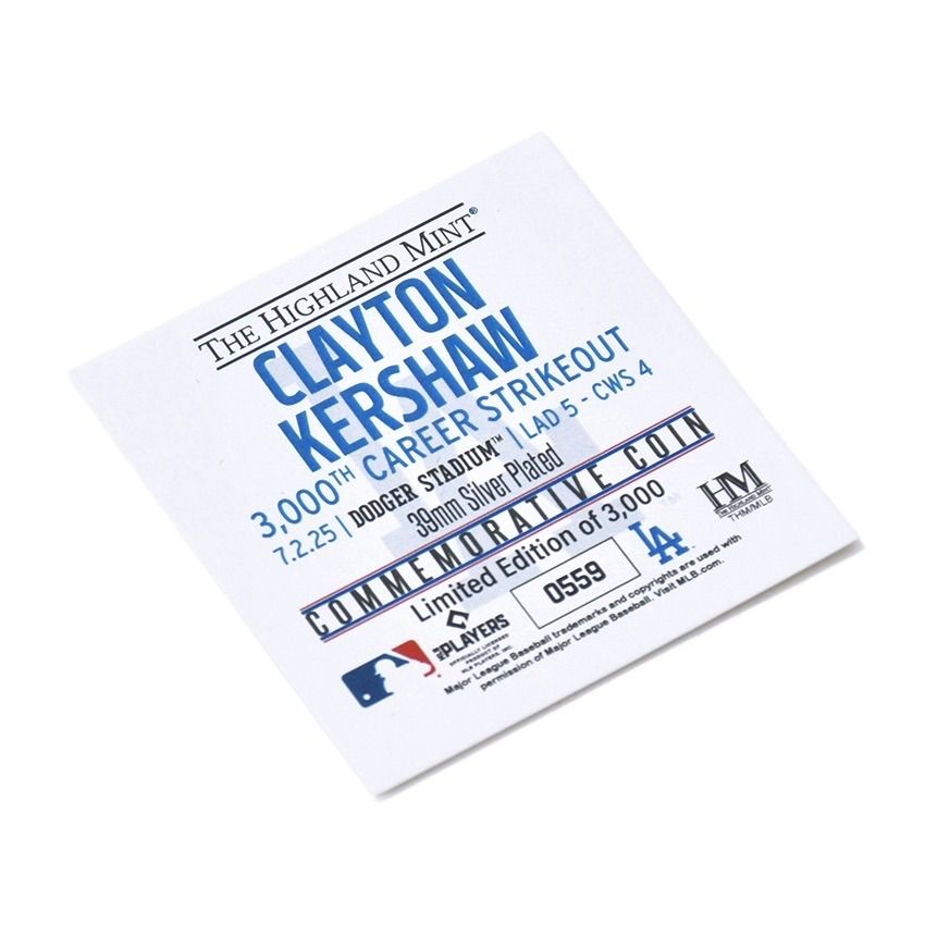 ドジャース クレイトン・カーショウ 3000奪三振 記念コイン 2025年7月2