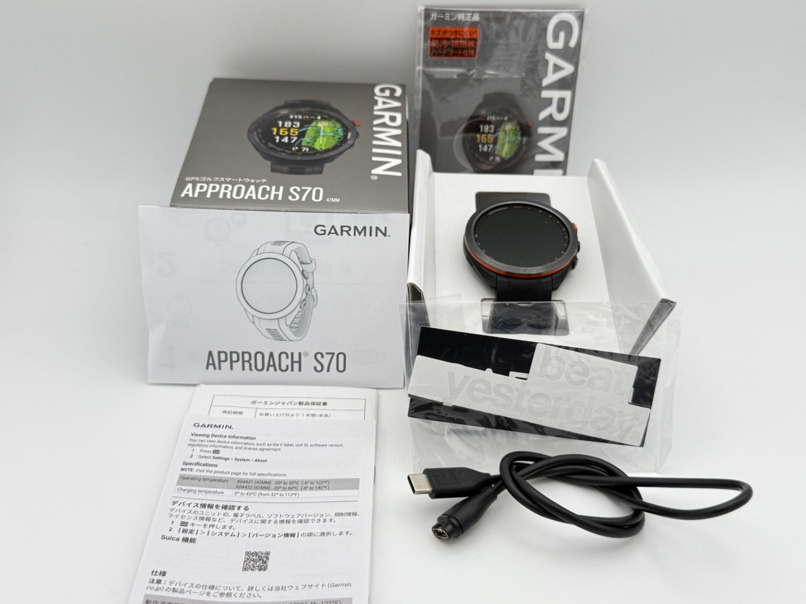 GARMIN Approach S 70 47 mm オマケ付 ブラック ガーミン アプローチ ゴルフウォッチ GPSナビ