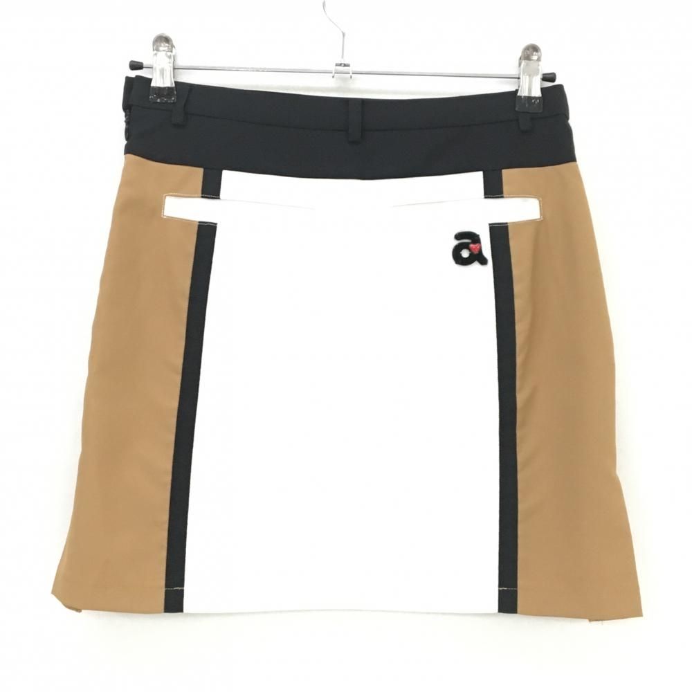 美品】アルチビオ スカート 白×ブラウン×黒 ロゴワッペン ロゴしわ