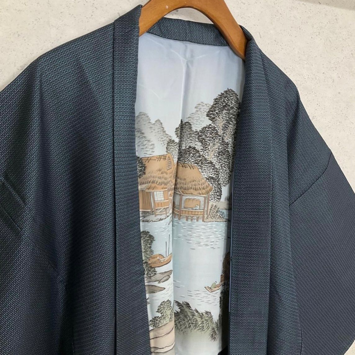 kimono one⬛️男前屋⬛️ 同然⬛️男長羽織⬛️大島紬⬛️仕付け糸付き⬛️裄70 5丈95⬛️