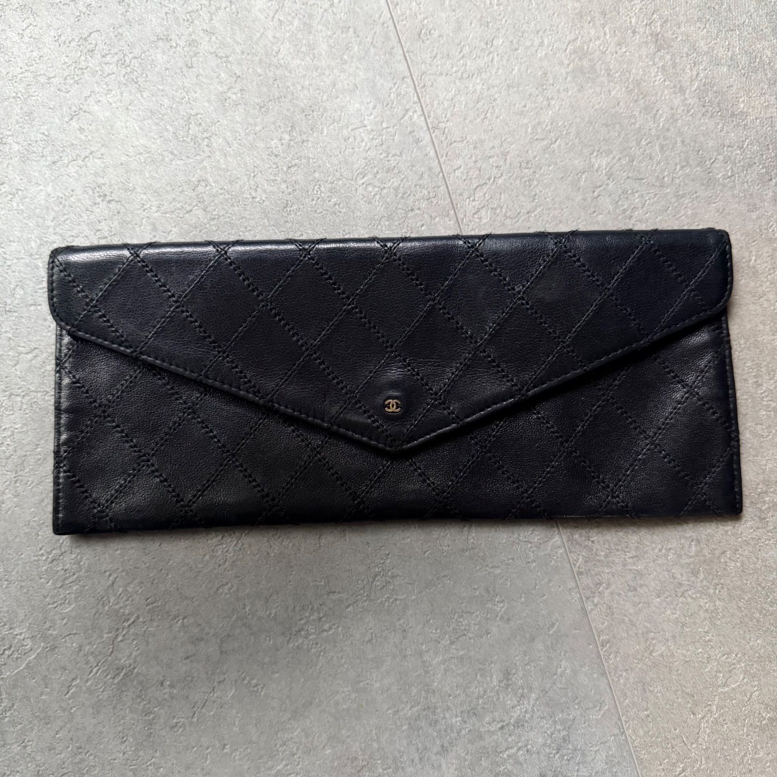 希少 CHANEL シャネル ビコローレ 二つ折り長財布 札入れ レザー