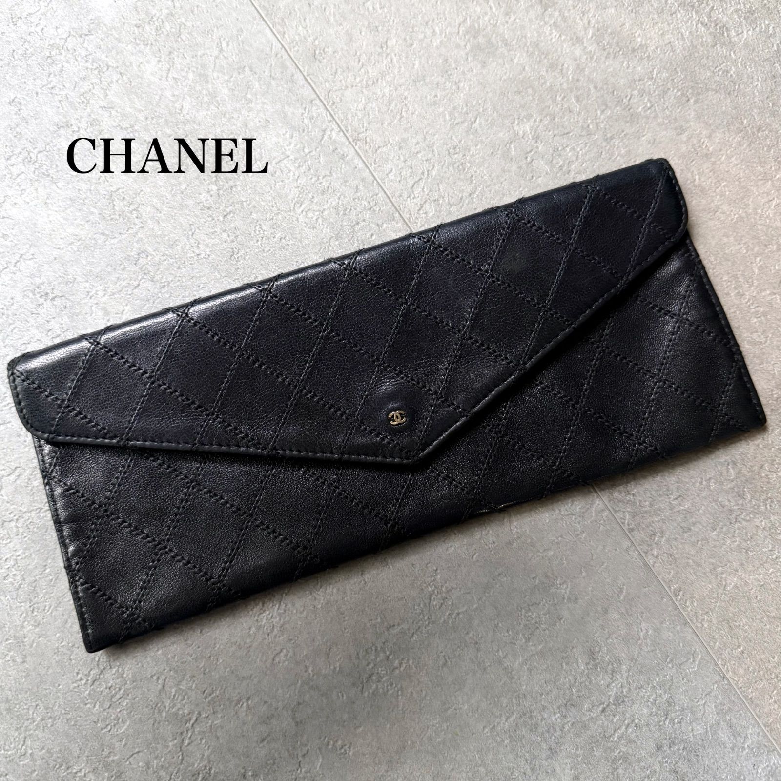 希少 CHANEL シャネル ビコローレ 二つ折り長財布 札入れ レザー