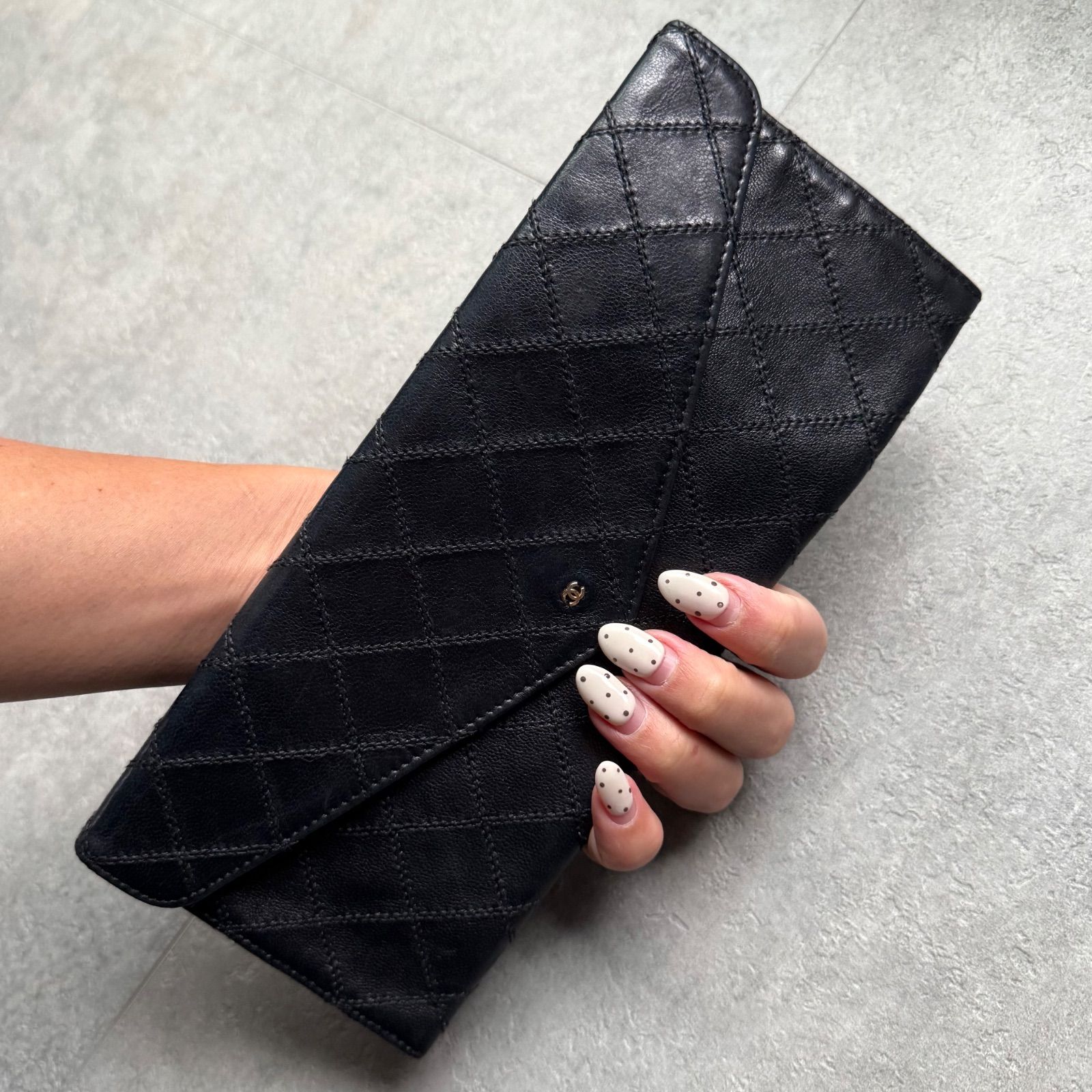 希少 CHANEL シャネル ビコローレ 二つ折り長財布 札入れ レザー