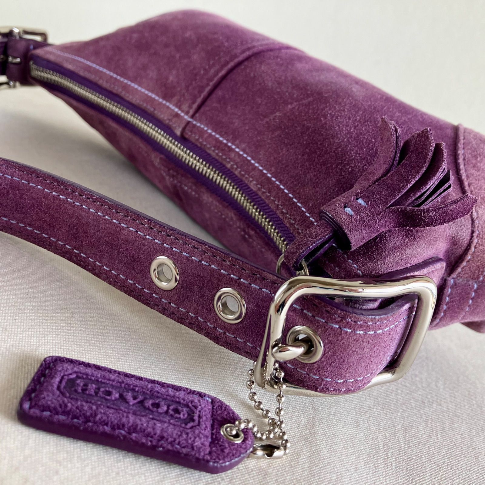 COACH Vintage Y2K Hampton Demi Suede Small Hobo Shoulder Bag