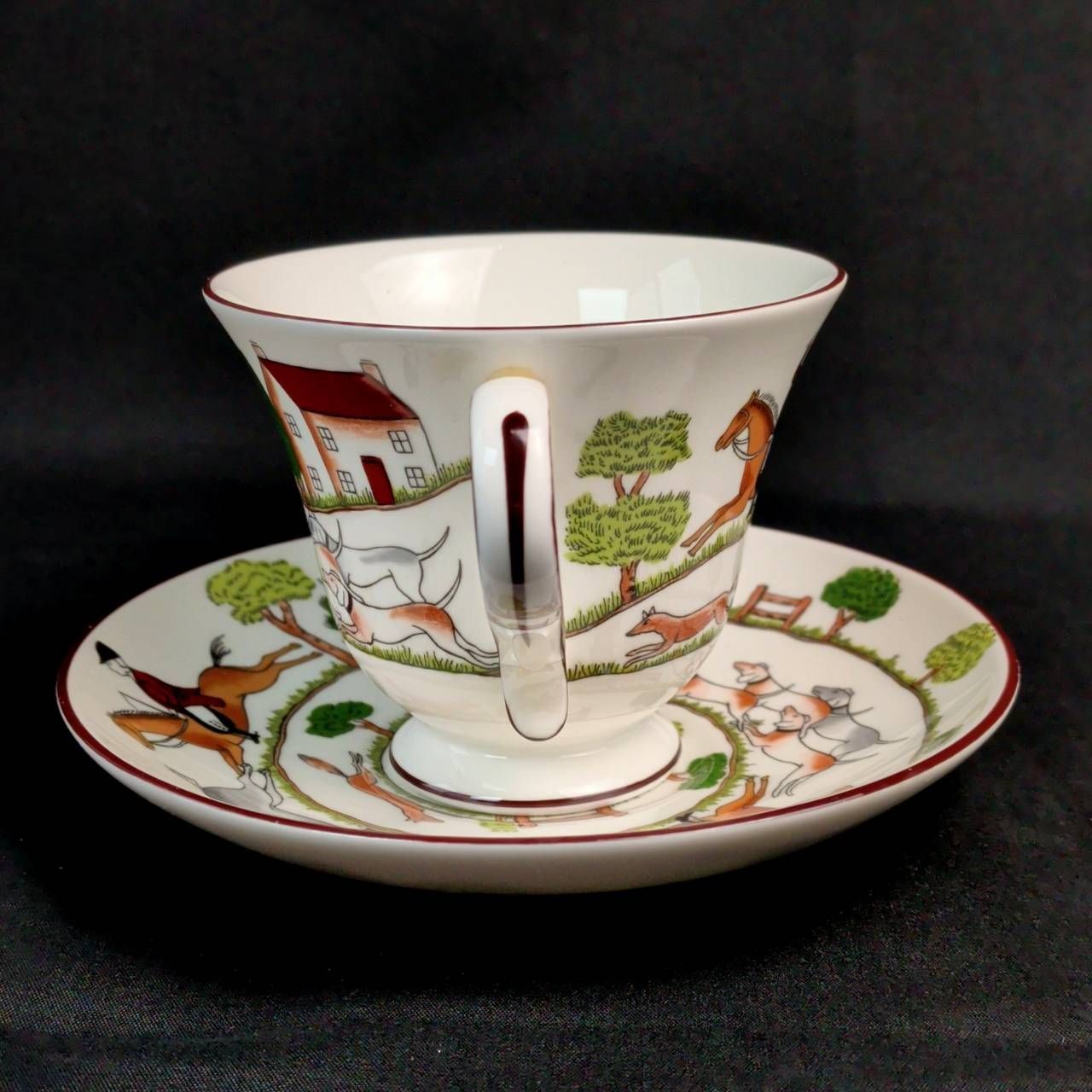  ウエッジウッド カップ＆ソーサ― ハンティングシーン カップ ソーサー ザル キッチン用品セット カップ ソーサー コーヒー ティーカップ