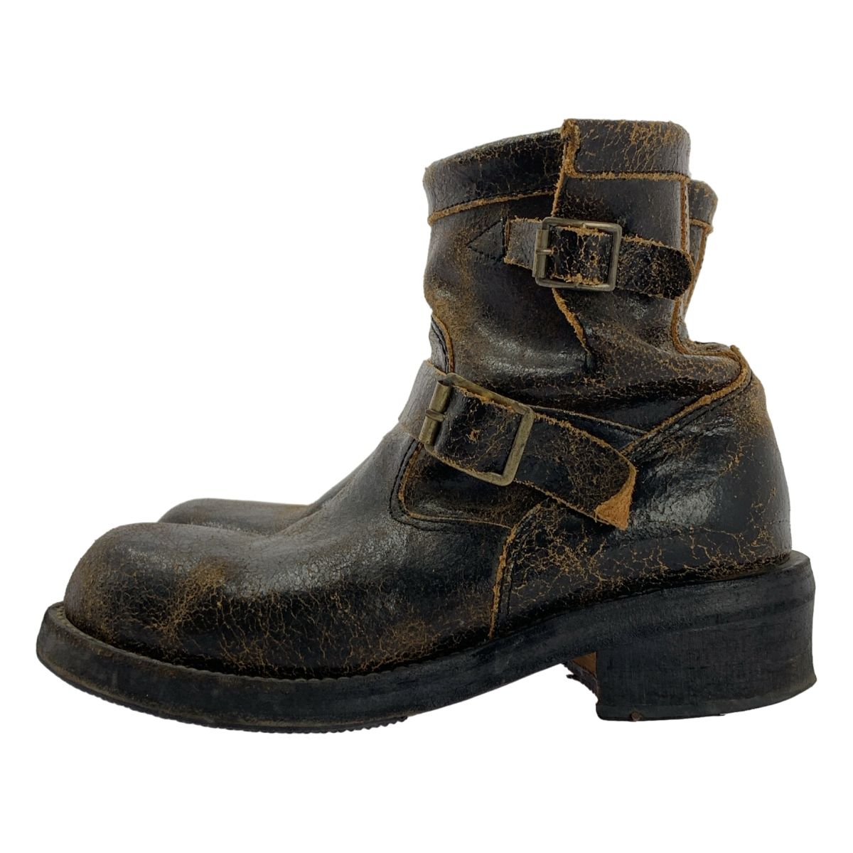 JUNYA WATANABE COMME des GARCONS ジュンヤワタナベ クラックレザー エンジニアブーツ S ブラウン系 レディース