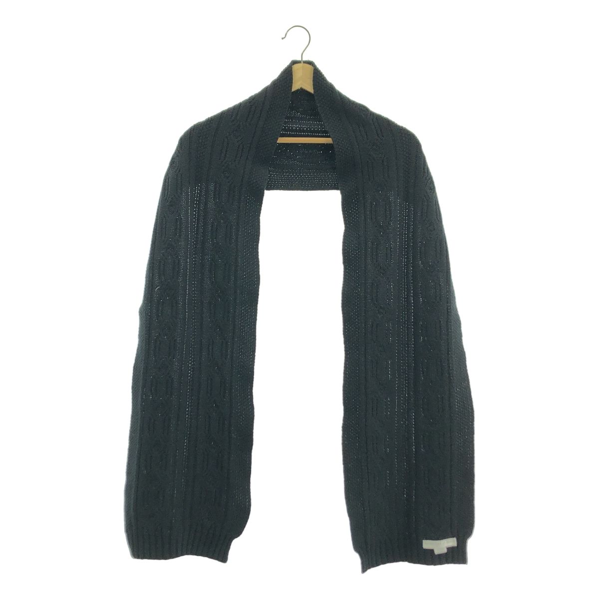 OF ELGIN ジョンストンズオブエルガン cashmere 100％ カシミヤ ケーブル ニット ストール マフラー ブラック