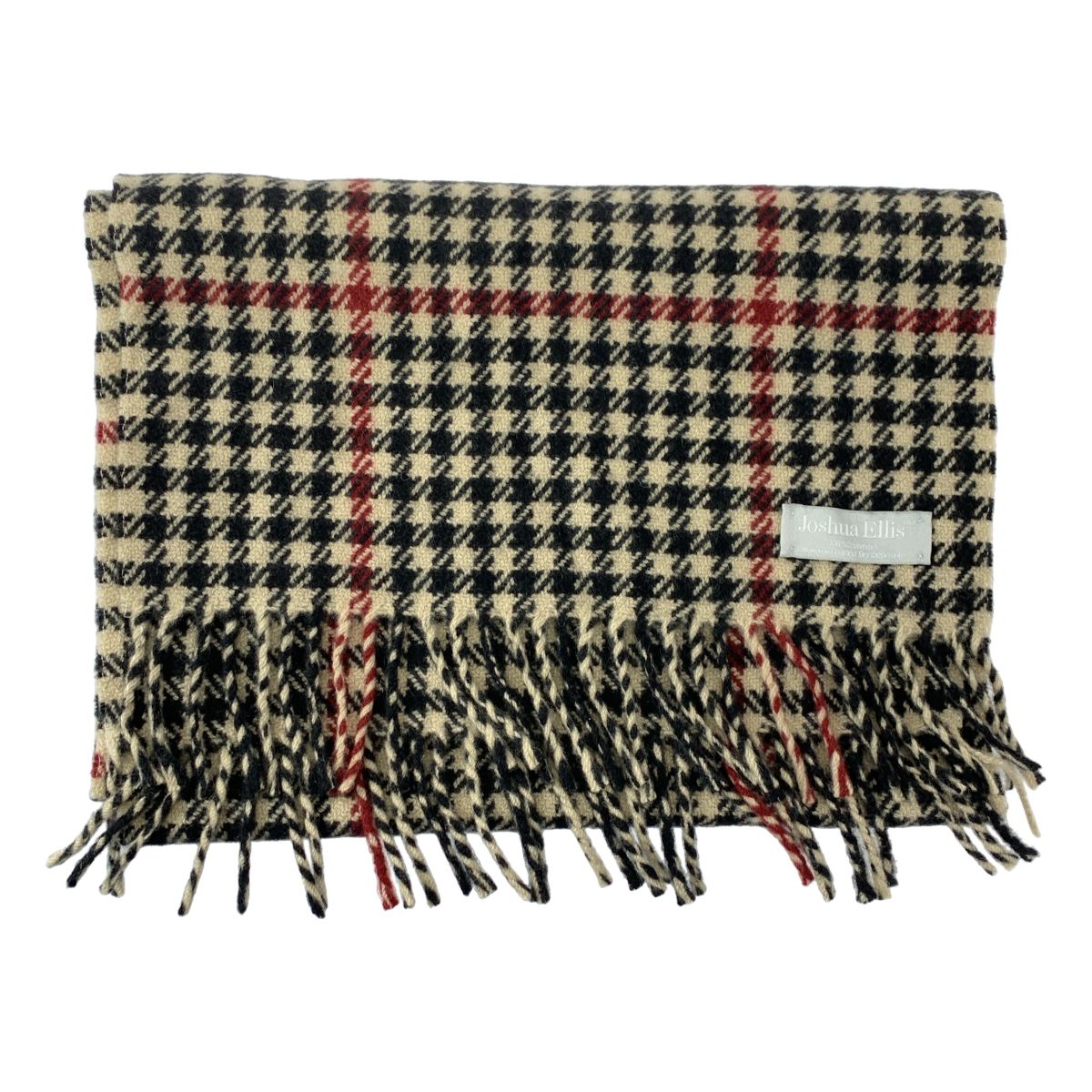 JOSHUA ELLIS | ジョシュアエリス カシミヤ 千鳥格子柄 フリンジマフラー ユニセックス ベージュ系 レディース
