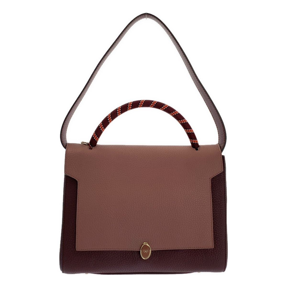 ANYA HINDMARCH | アニヤハインドマーチ BATHURST バサースト レザー ハンドル ショルダーバッグ バーガンディ|ピンク系 レディース