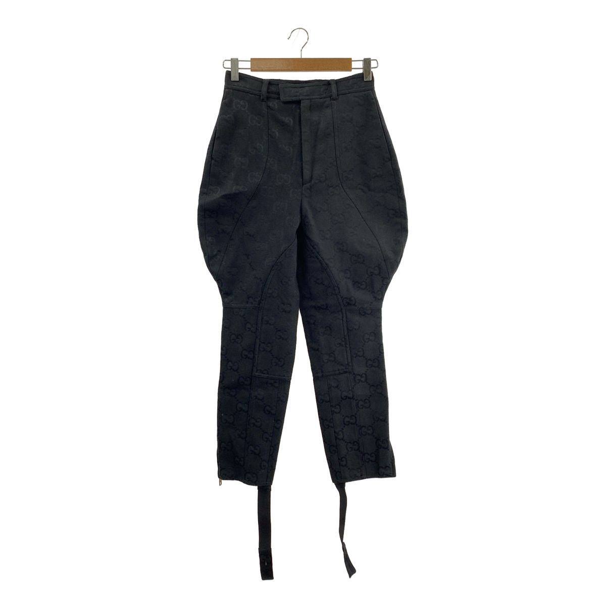 GUCCI グッチ 2025 SS Monogram Pants ジャガード GGロゴ 裾ジップ アジャスター パンツ 38 ブラック レディース