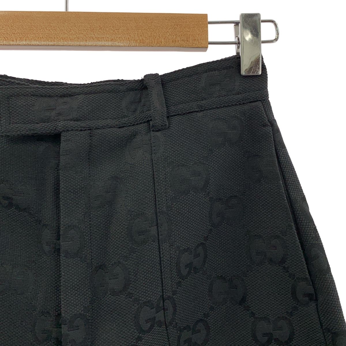 GUCCI | グッチ 2025 SS Monogram Pants ジャガード GGロゴ 裾ジップ アジャスター パンツ 38 ブラック レディース