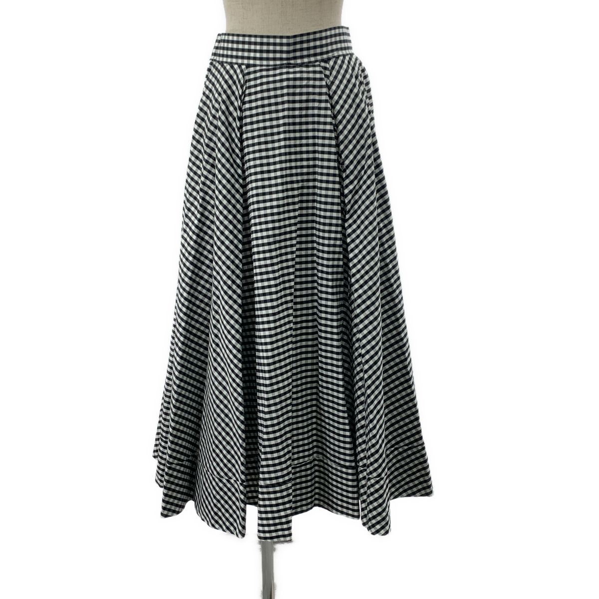 MADISON BLUE | マディソンブルー TUCK SK GINGHAM ギンガムチェック タックサーキュラー バックジップ ボリューム スカート 裏地付き 01 S ホワイト|ブラック レディース