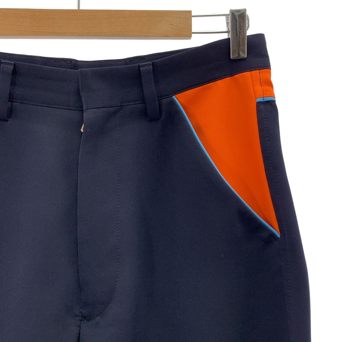 PRADA / プラダ | パイピング ジャージスラックス | 44 | ネイビー