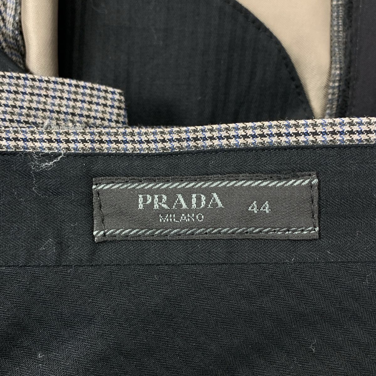 PRADA / プラダ | 千鳥格子 サイドライン スラックス | 44 | グレー