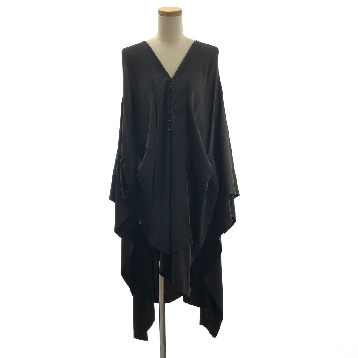 Yohji Yamamoto FEMME | ヨウジヤマモトファム 2016 SS フック 変形 ロング ジレ ワンピース 1 ブラック レディース