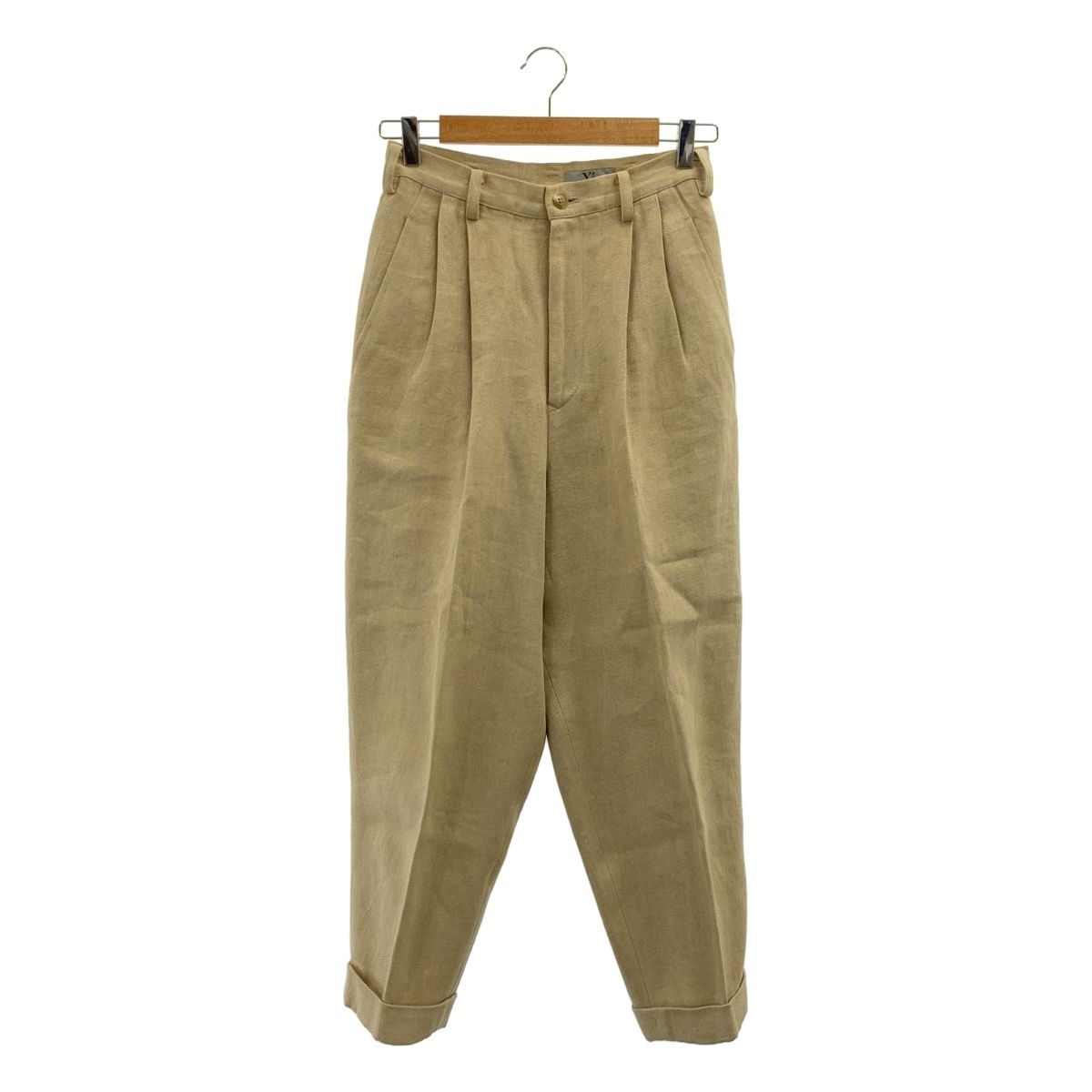 Y s ワイズヨウジヤマモト 1993 SS リネン タック テーパードパンツ ベージュ レディース