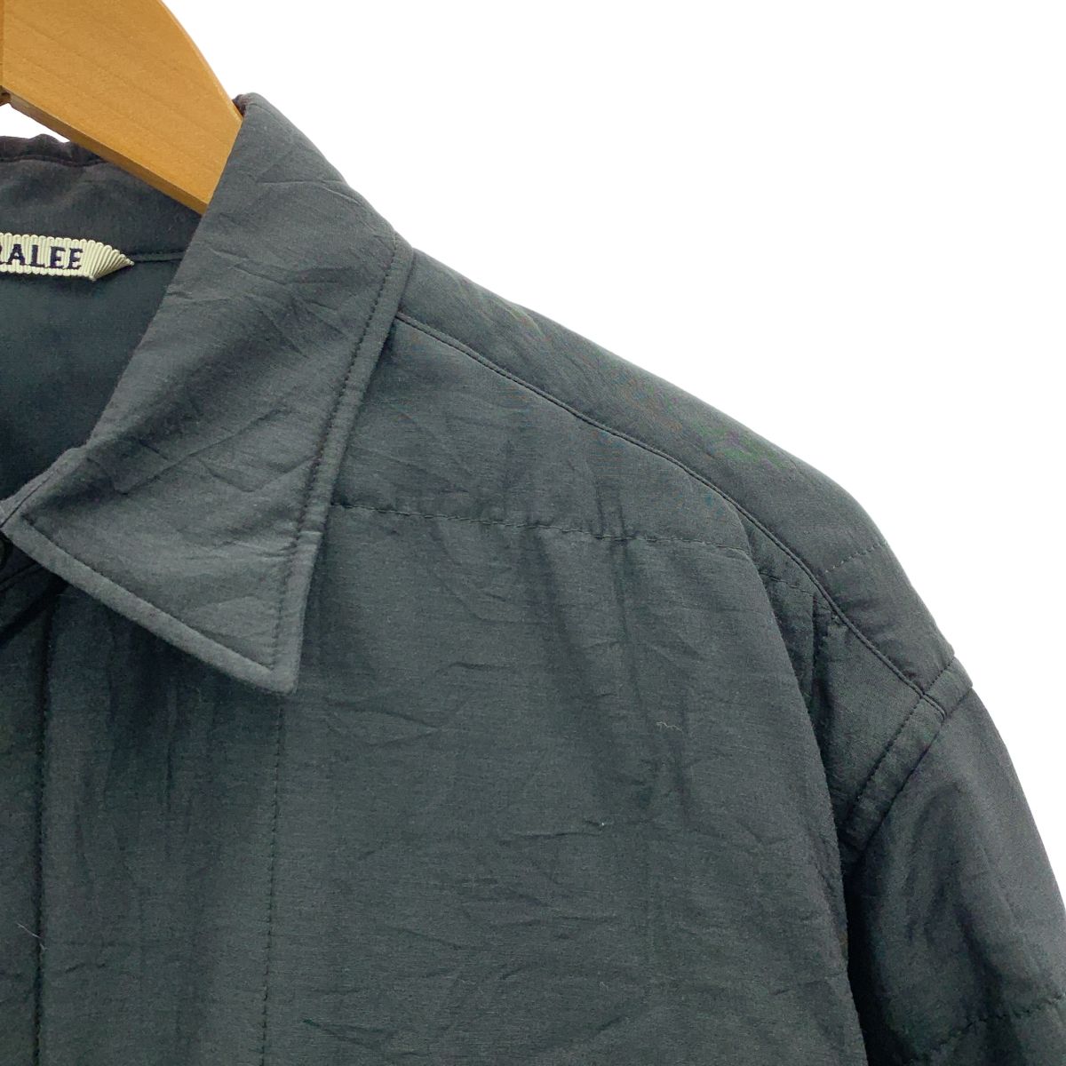 AURALEE | オーラリー 2025 AW QUILTED LIGHT SILK COTTON SHIRT キルテッド ライト シルク コットン シャツ 4 ブラック メンズ