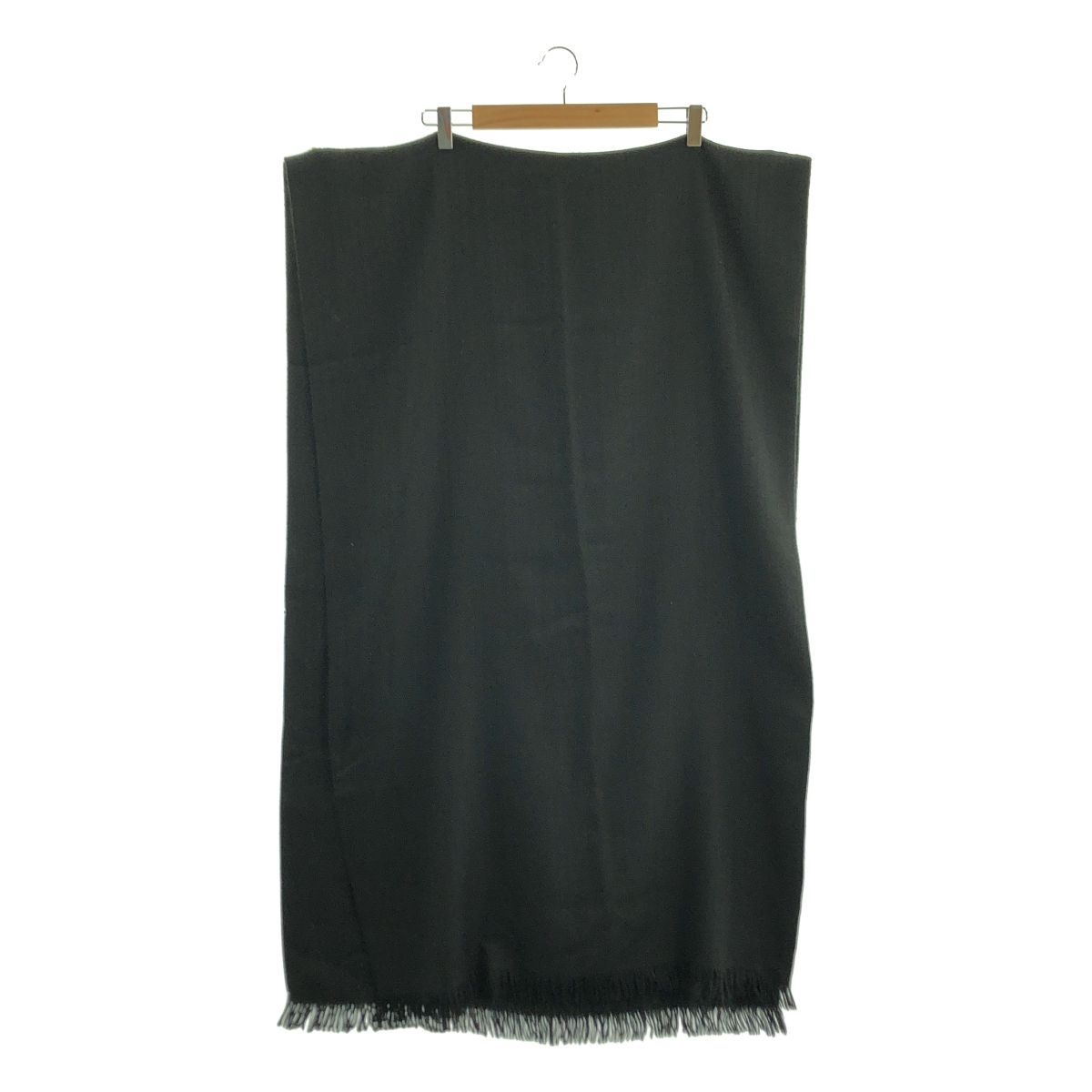 HERMES | エルメス ジャガード ロゴ フリンジ 大判 ストール マフラー ユニセックス ブラック 大人可愛い Tシャツ