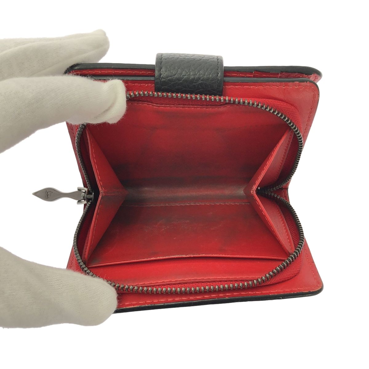 Christian Louboutin | クリスチャンルブタン PALOMA レザー ロゴ コンパクトウォレット 財布 ユニセックス ブラック|レッド メンズ その他 折り財布 小物