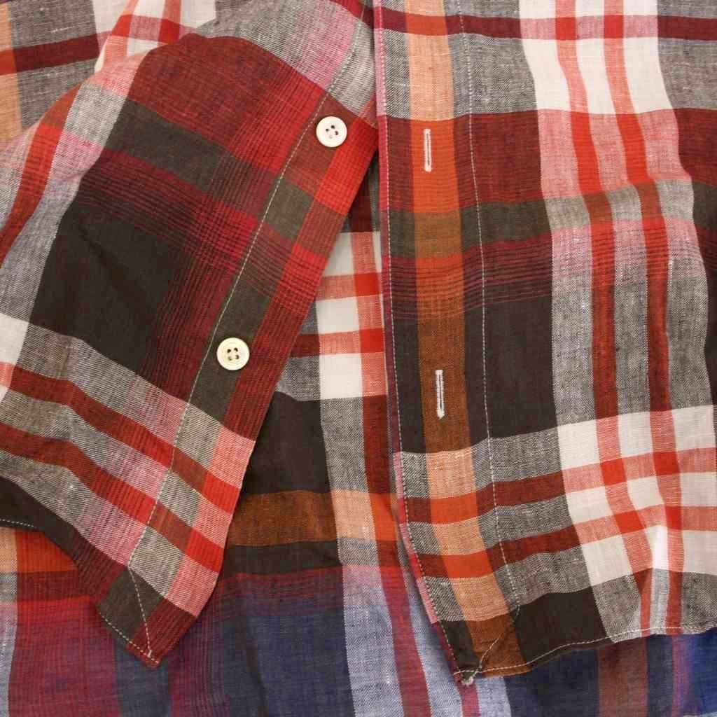 finamore / 長袖シャツ/--/リネン/BRW/チェック フィナモレ finamore 長袖 シャツ リネン チェック M 赤 レッド