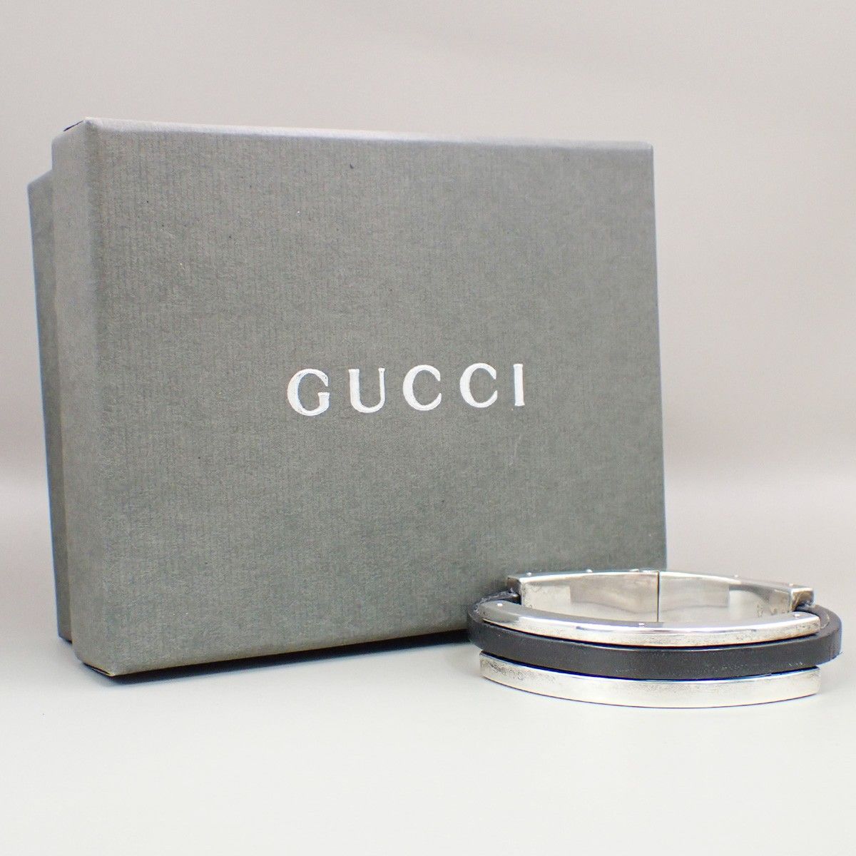 GUCCI グッチ ブレスレッド レザー シルバー925 01 BS 113